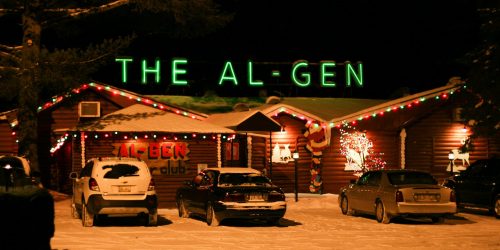 Al-Gen restaurant exterior in winter