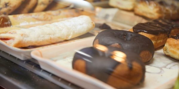 donuts in display case