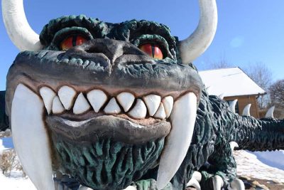 Article: Your winter guide to the Rhinelander Area | Hodag in winter in Rhinelander Wisconsin